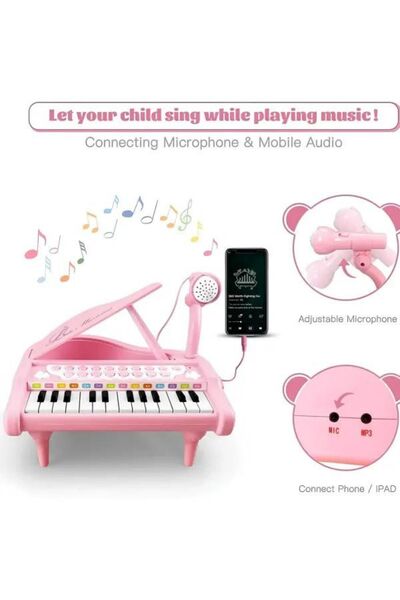 welcomein Oyuncak Mp3 Çalar Özellikli 24 Tuşlu Mikrofonlu Mini Piyano