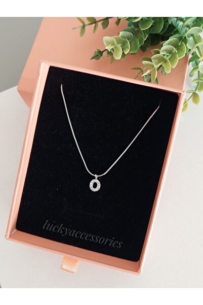 LUCKY ACCESSORIES Çelik Silver Rodyum  Kaplama Harf Kolye O Harfi