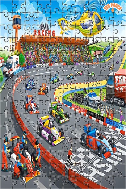 Teona Ahşap Formula Yarışı Dekoratif Çift Katlı Çerçeveli Asılabilir Ahşap Puzzle 150 PARÇA 20X30