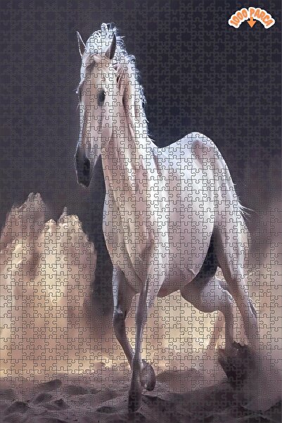 Teona Ahşap Beyaz At Dekoratif Çift Katlı Çerçeveli Asılabilir Ahşap Puzzle 1...