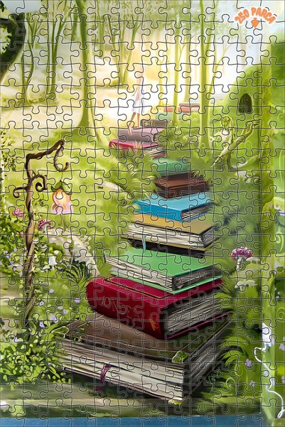 Teona Ahşap Kitap Yolu Dekoratif Çift Katlı Çerçeveli Asılabilir Ahşap Puzzle...