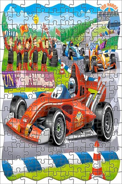 Teona Ahşap Racing Bolide Dekoratif Çift Katlı Çerçeveli Asılabilir Ahşap Puz...