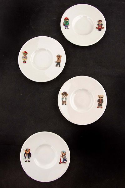 Bursa Porselen Dekor 4 Teddy Porcelain Tea Plates