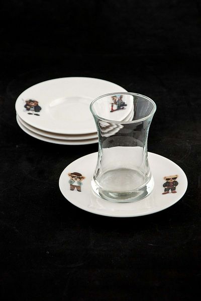 Bursa Porselen Dekor 4 Teddy Porcelain Tea Plates