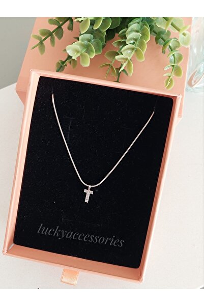 LUCKY ACCESSORIES Çelik Silver Rodyum  Kaplama Harf Kolye T Harfi