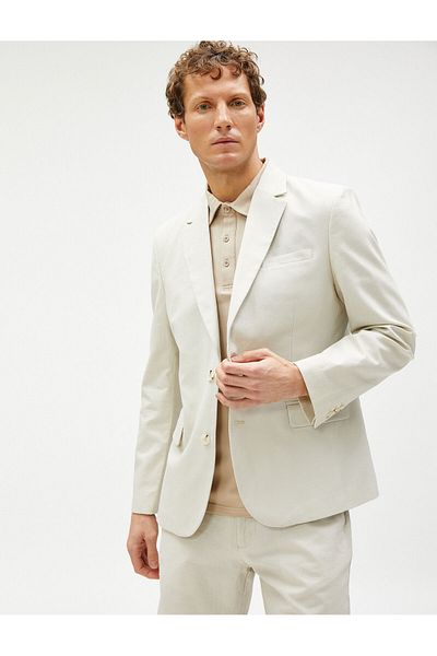 Koton Sommerjacke, Blazer, Leinenmischung, geknöpft, mit Taschendetail