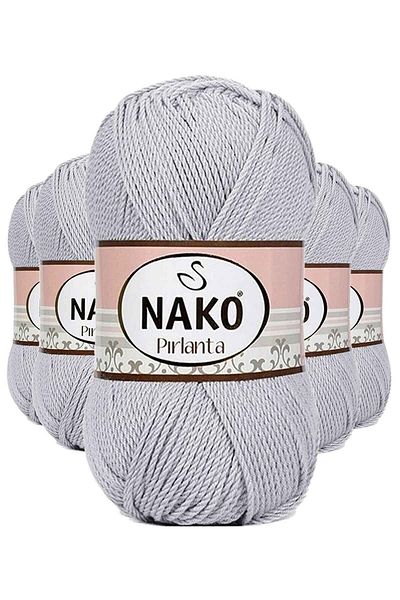 NAKO Пърлант Амигуруми ръчно плетена прежда, светло сива, 130