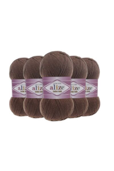 Alize غزل قطن ذهبي محبوك يدويًا بني 493