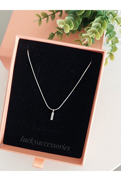 LUCKY ACCESSORIES Çelik Silver Rodyum  Kaplama Harf Kolye I Harfi