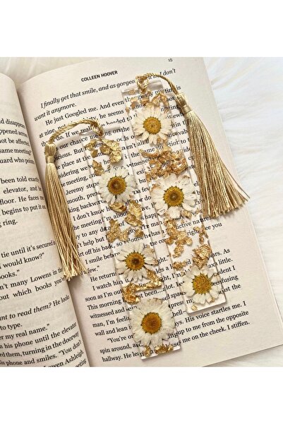 Sultan Tasarım Gerçek Kurutulmuş Papatyalı Epoksi Kitap Ayracı ( 1 Adet )