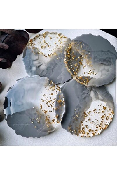 Sultan Tasarım طقم قواعد أكواب إيبوكسي مكون من 4 قطع