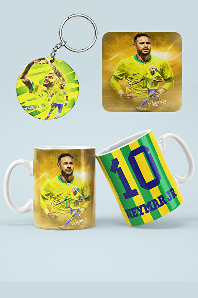 OYART&DESIGN Neymar Jr Brezilya Dünya Kupası Baskılı Kupa Bardak Anahtarlık V...