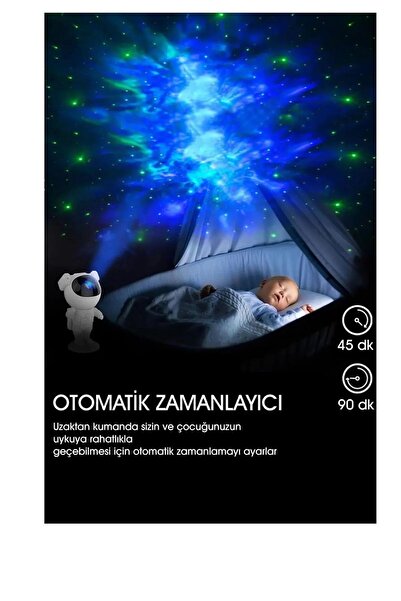 HEDİYEBİZİZ Astronot Projektör Gece Masa Lambası Galaxy Gökyüzü Star Projeksiyon Kumandalı Samanyolu Aydınlatma