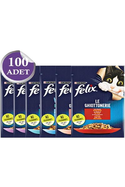 Purina Felix Ultra Mega Mixed Pack of 100 - 85g Age Cat Canned Pouch
