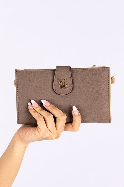 Getcho David Jones Jonna Women's Mink Chain Strap Cover Zip-Up Long Wallet Multi-Eye Handheld Wallet
