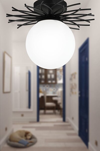 Begüsa Tesla Tekli Avize Siyah Beyaz Cam