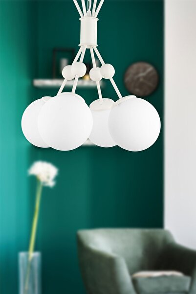 Begüsa Delf 4.lü Avize Beyaz Beyaz Cam