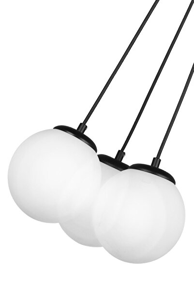 Begüsa Malta 3.lü Avize Siyah Beyaz Cam