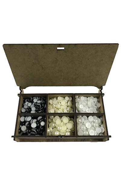 aladepo Set of 6 Half Pearl Decoration Beads - 20 Grams Wooden Box