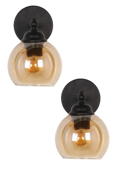 Begüsa Ginza Sconce 2 Pieces Black Flat Glass