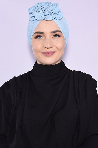 Ns nowascarf Double Sided Rose Gathered Bonnet - Baby Blue