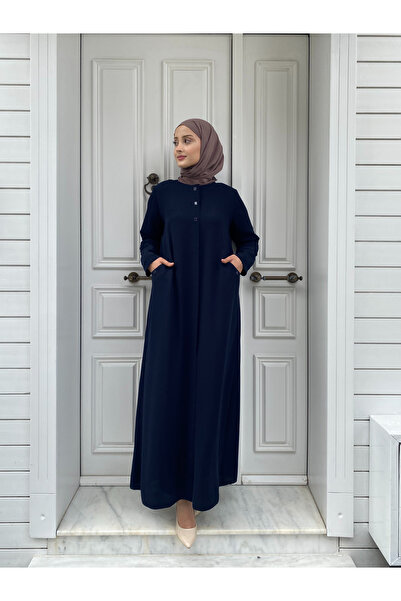 JALİA Women's Crepe Zippered Ferace - Oval Pocket and Snap Detail