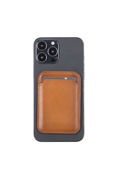 Lev Leather Genuine Leather Magnetic Credit Card Holder - Magsafe Wallet, Compatible Smart Phone