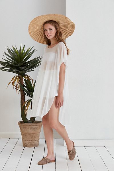 Space Fashion Tulle Alb Transparent - Pareo Long Sea Outlet