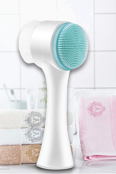 Beatitude Double Headed Facial Cleansing Brush - Pore Minimizing Massage, Skin Care Acne