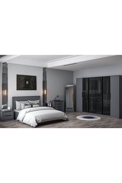 Minar Kale Luxe Yatak Odası Takımı - Antrasit Set 1