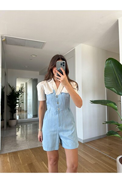 Okyanus Butik Garnili İki Renkli Tulum