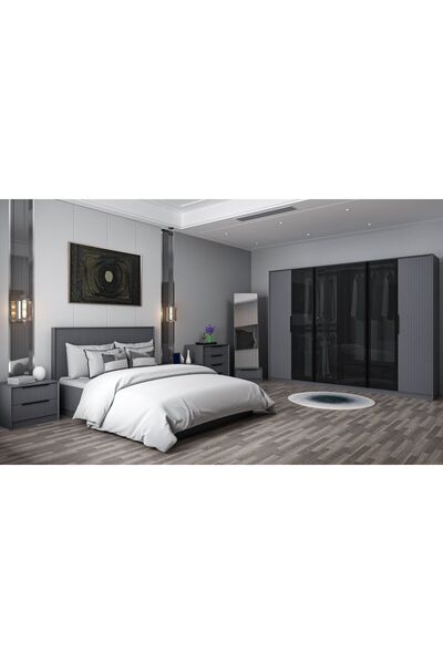 Minar Kale Luxe Yatak Odası Takımı - Antrasit Set 1