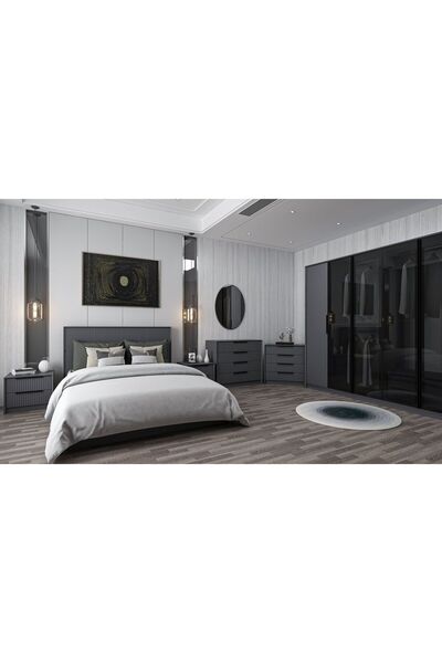 Minar Kale Luxe Yatak Odası Takımı - Antrasit Set 2