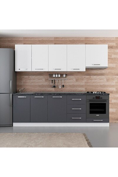 Minar 250 Cm Mutfak Dolabı Beyaz Antrasit 250-a5