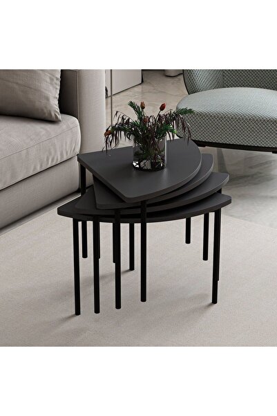 Minar Emma Zigonlu Orta Sehpa - Antrasit/Antrasit