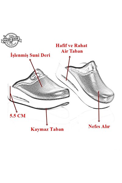 AREL MEDİKAL Heart Patterned Air Sole Wedge Heels Orthopedic Hospital Nurse Women's Slippers Black