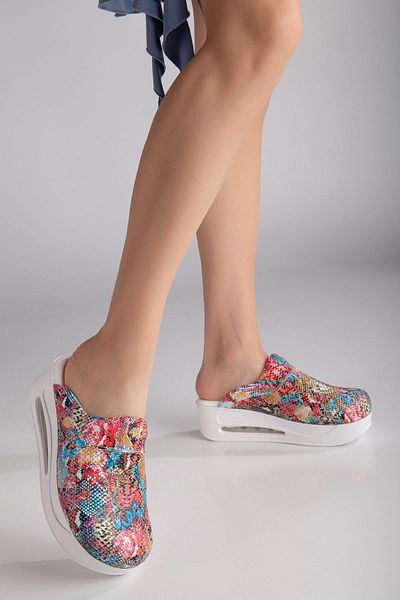 AREL MEDİKAL Air Sole Wedge Heeled Orthopedic Hospital Nurse Γυναικείες παντόφλες με μοτίβο φιδιού