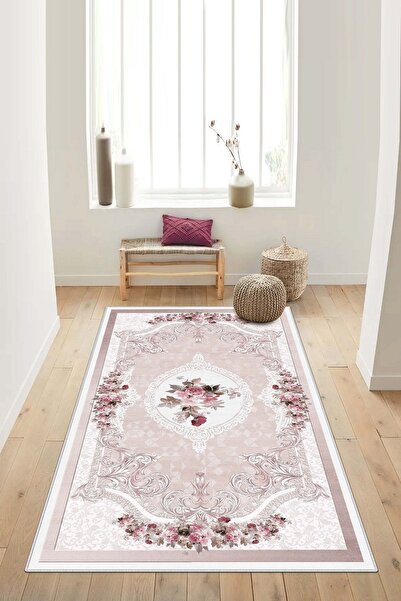 Confidence Home Makinede Yıkanabilir Kaymaz Taban Leke Tutmaz Pembe Mutfak Ha...