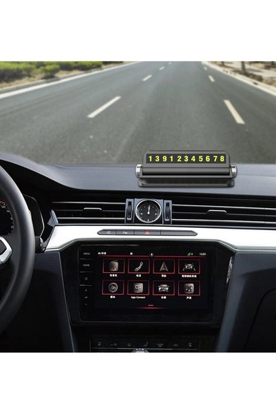MyBlack Car interior parking number display with phone stand - illuminated