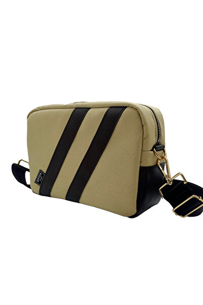 Differ Studio Piele vegană bej-maro - Geantă de umăr/de corp cu fermoar auriu...