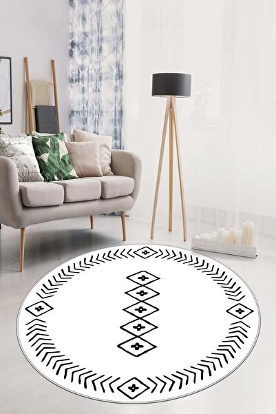 Confidence Home Makinede Yıkanabilir Kaymaz Taban Leke Tutmaz Beyaz Yuvarlak ...