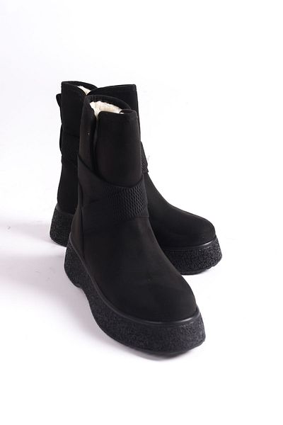 Shoesers Γυναικείες μπότες χιονιού με χοντρή σόλα από καστόρι με ελαστική γούνα στο εσωτερικό