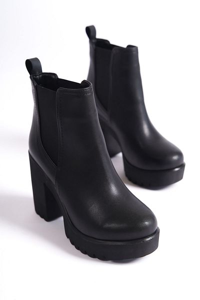 Shoesers Cizme rezistente la apă elastice laterale pentru femei, cu platformă înaltă, șlefuită, texturată