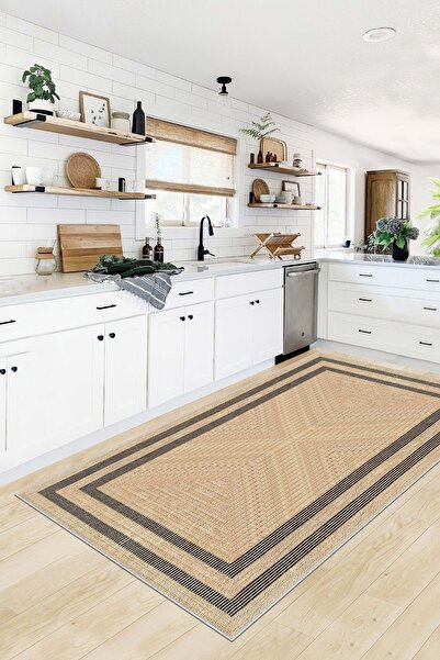 Confidence Home Makinede Yıkanabilir Kaymaz Taban Leke Tutmaz Bej Salon Halıs...