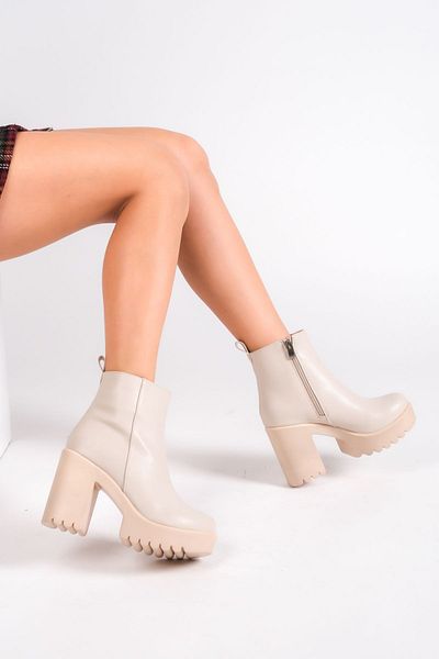 Shoesers Γυναικείες αδιάβροχες μπότες με ψηλή πλατφόρμα με γυαλόχαρτο με ανάγλυφη σόλα με φερμουάρ