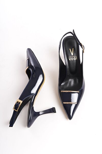 Shoesers Women's Special Design Ankle Strap Metal Buckle Patent Leather Stiletto