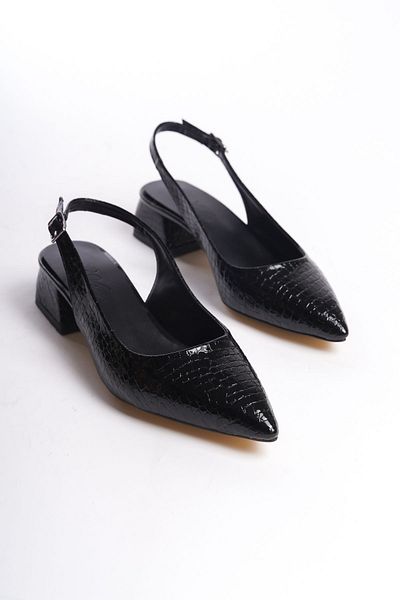 Shoesers Pantofi de damă cu design special cu curea la gleznă, cu detaliu croco, cu toc mic