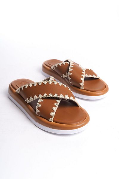 Shoesers Дамски плетени чехли с двойна лента със специален дизайн