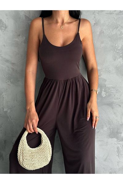SUYA US WEAR Γυναικεία ολόσωμη φόρμα με λουράκι από σχοινί Sandy Sand
