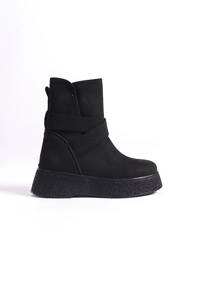 Shoesers Γυναικείες μπότες χιονιού με χοντρή σόλα από καστόρι με ελαστική γούνα στο εσωτερικό